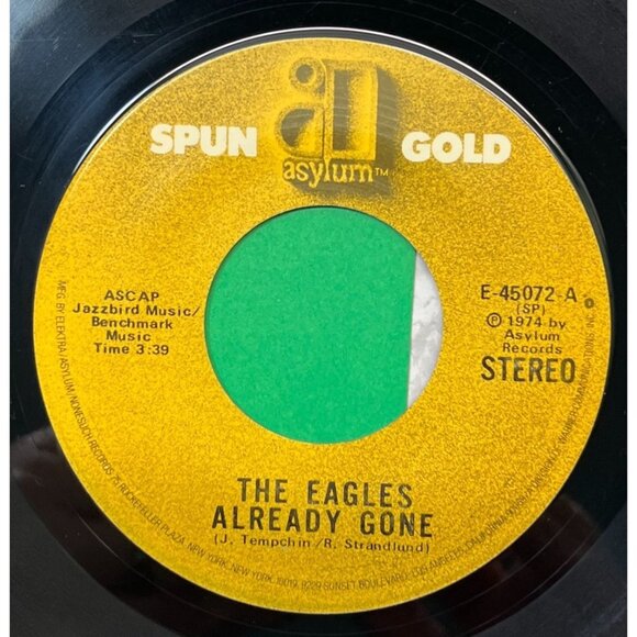 The Eagles Tequila Sunrise / Already Gone 45 Vinyl 70s Classic Rock Asylum 45072 - Picture 2 of 6
